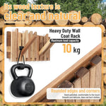 Rustic wall-mounted coat rack, 8 rotating hooks