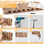 Rustic wall-mounted coat rack, 8 rotating hooks