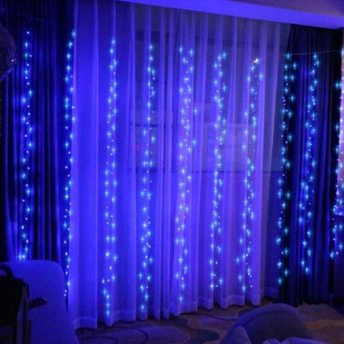 Festive String Lights Starry Curtain