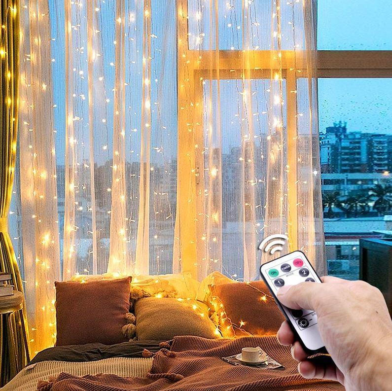 Festive String Lights Starry Curtain