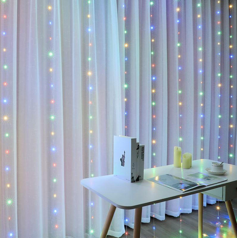 Festive String Lights Starry Curtain
