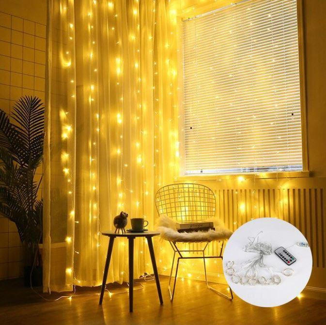Festive String Lights Starry Curtain