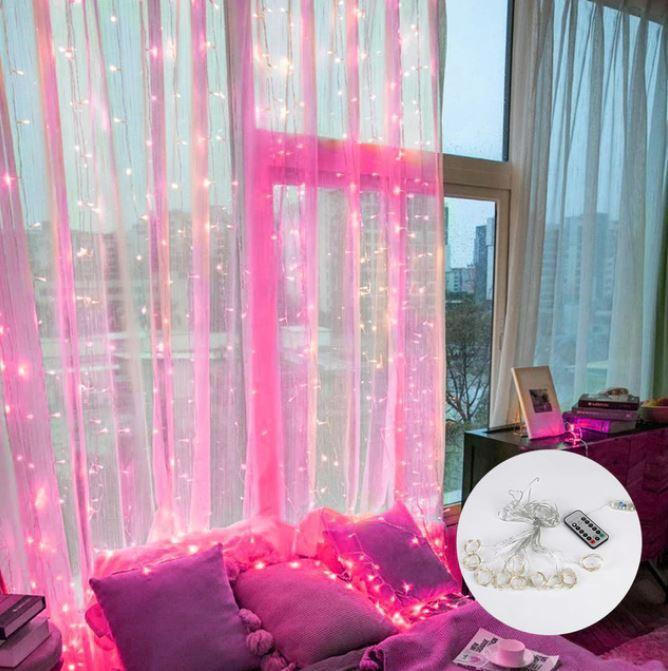 Festive String Lights Starry Curtain