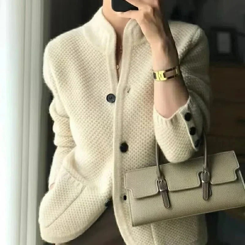 Soft Button Blazer in Structured Knit