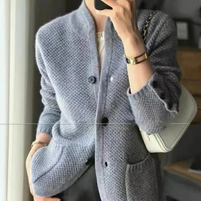 Soft Button Blazer in Structured Knit