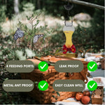 Mangeoire colibri en verre anti-fourmis