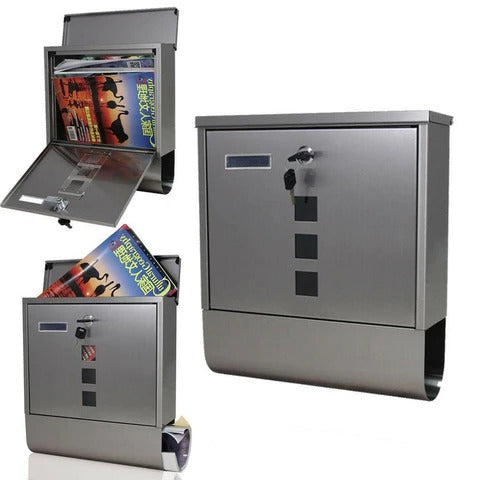 Wall-mounted metal mailbox, lockable, sturdy