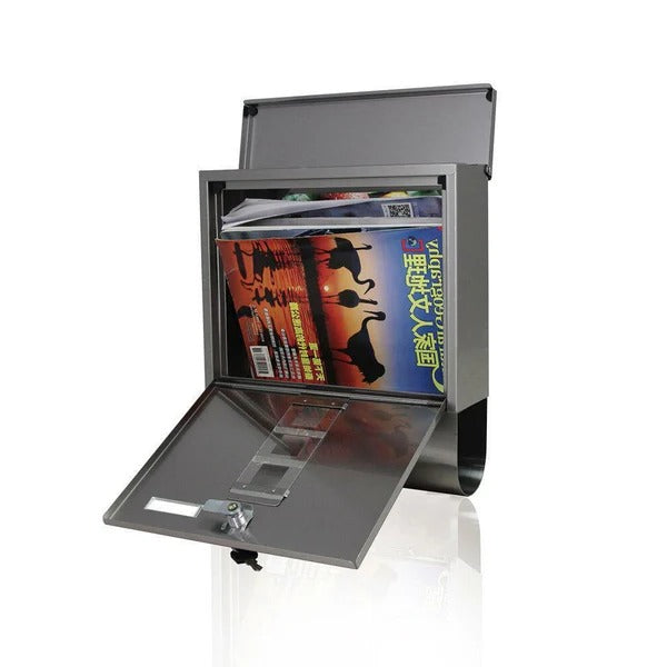 Wall-mounted metal mailbox, lockable, sturdy
