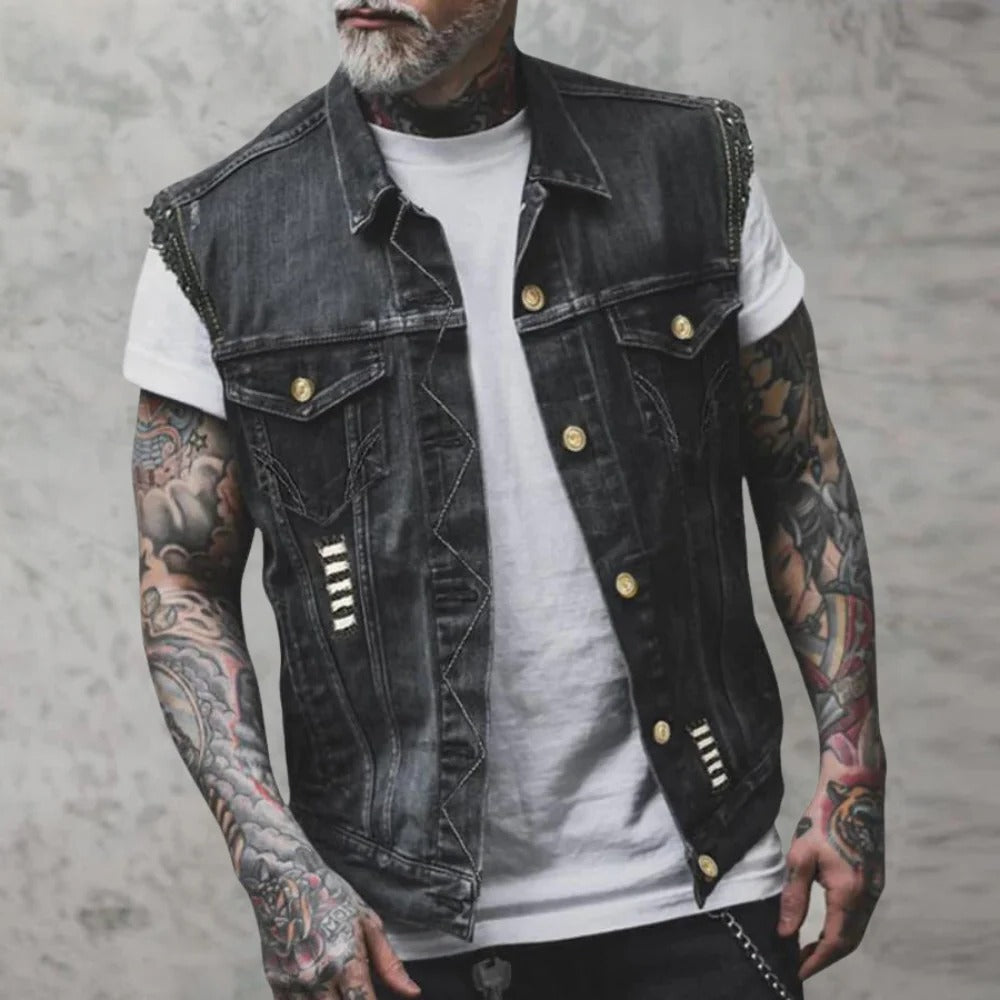 Retro denim vest for men