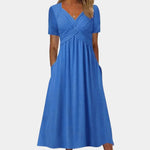 Elegant summer dress for women with V-neck
