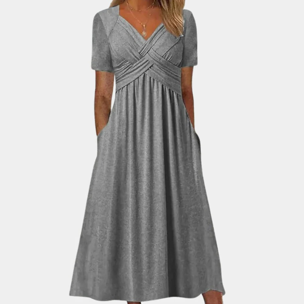 Elegant summer dress for women with V-neck
