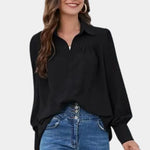 Women's Long Sleeve Pleated Shirt