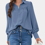 Women's Long Sleeve Pleated Shirt