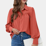 Women's Long Sleeve Pleated Shirt