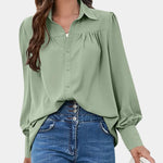 Women's Long Sleeve Pleated Shirt
