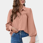 Women's Long Sleeve Pleated Shirt