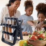 360° rotating spice rack with 18 storage jars